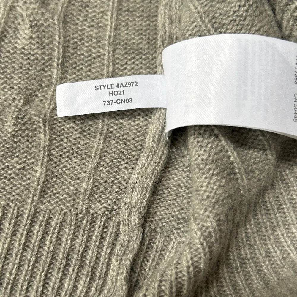 J. Crew Cashmere Lightweight Cable Knit Sweater in Heather Grey, Size XL